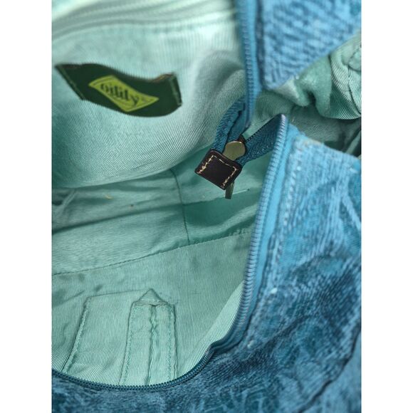 OILLILY Brown and Teal Leather Embroidered Handbag - Picture 4 of 4